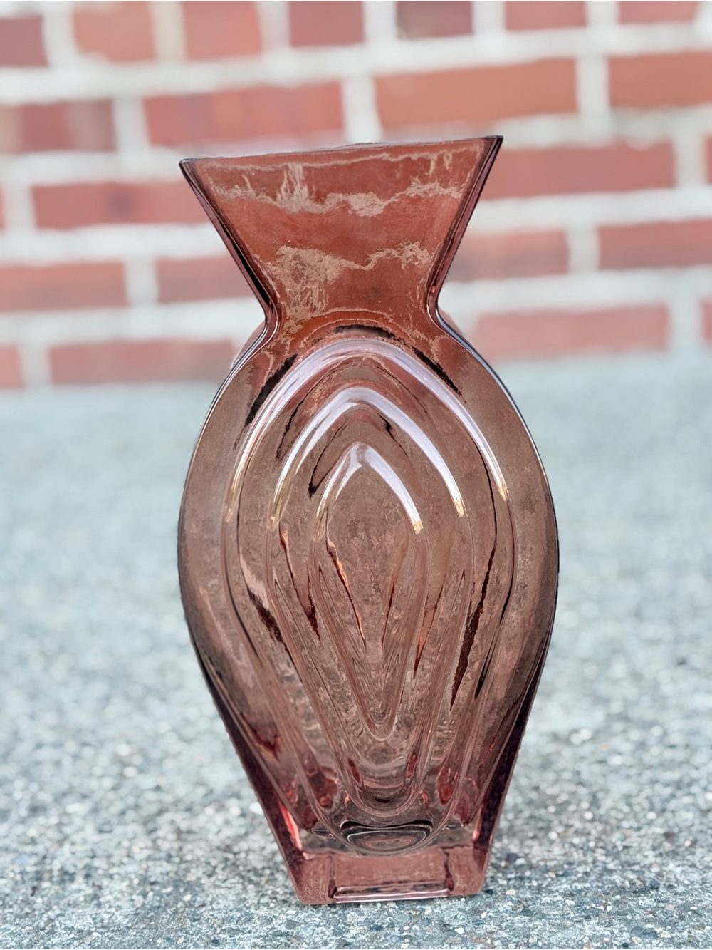 Vintage Amethyst Pressed Art Glass Vase - 10.5” art deco